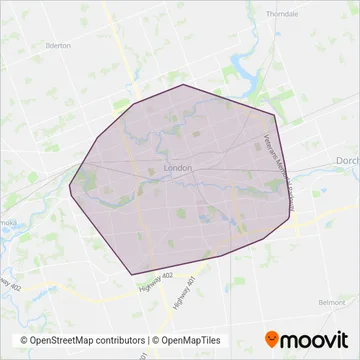 London Transit coverage area map