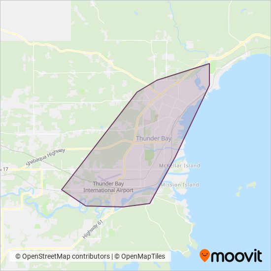 Thunder Bay Transit coverage area map