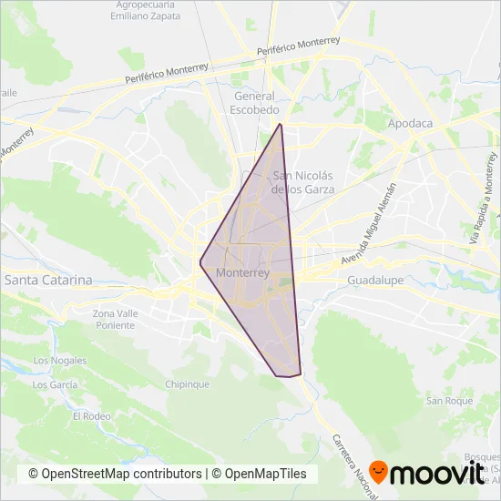 Universidad Autónoma de Nuevo León coverage area map