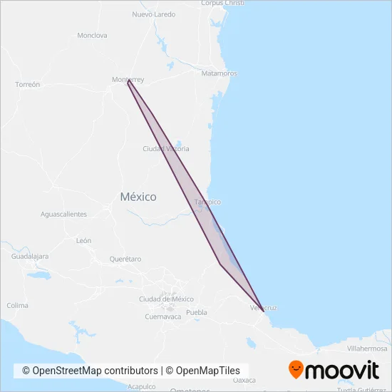 Transportes Azules y Amarillos coverage area map