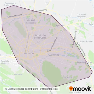 Transmetro coverage area map