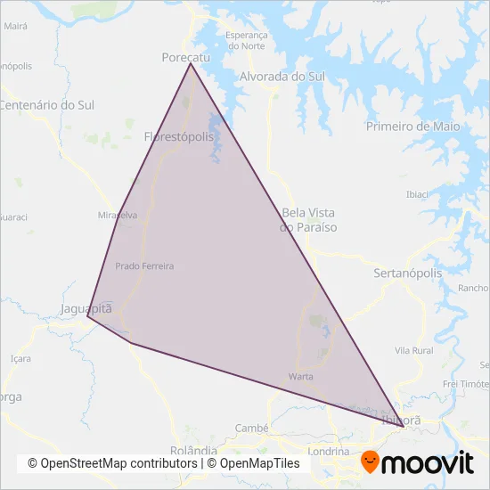 Viação Garcia (Rodoviário) coverage area map