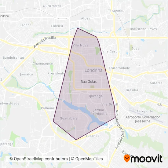 Grande Londrina / Londrisul coverage area map