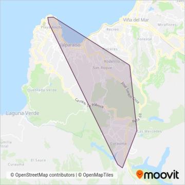 Mapa del área de cobertura de Trolebuses de Chile S.A.