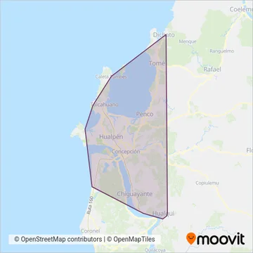 División de Transporte Público Regional coverage area map