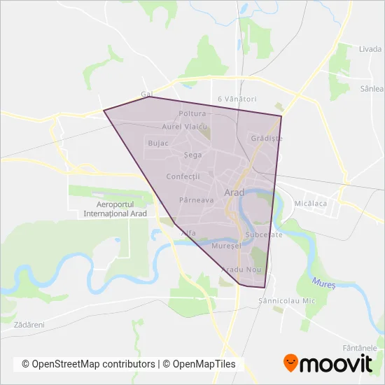 Zonă acoperire CTP Arad (Tramvai)