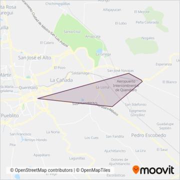 Qrobús Aeropuerto coverage area map
