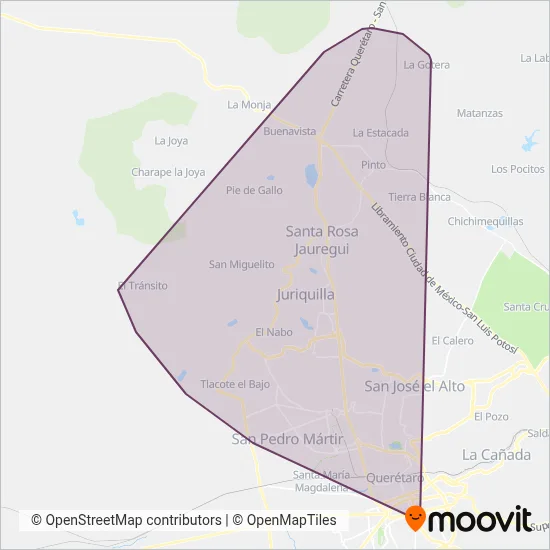 Qrobús Municipal coverage area map