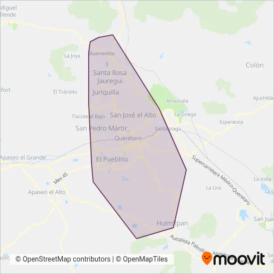 Qrobús Locales coverage area map