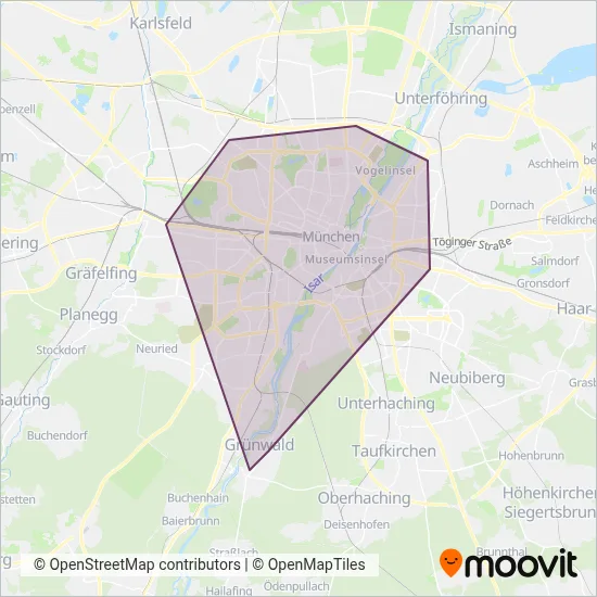 MVG (Tram) coverage area map