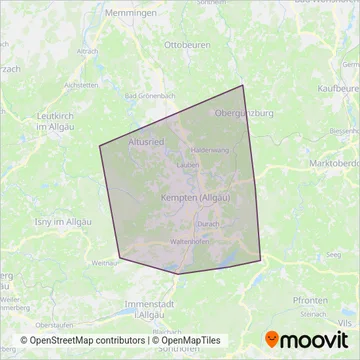 Схема покрытия компании Stadtbus Kempten