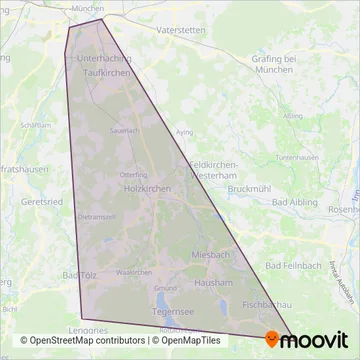 Схема покрытия компании Bayerische Oberlandbahn (Поезд)