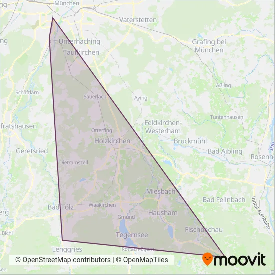 Bayerische Oberlandbahn (Rail) coverage area map