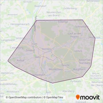 Схема покрытия компании Bus Nürnberg