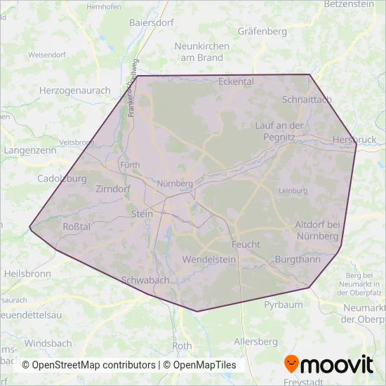 Bus Nürnberg (Bus) coverage area map