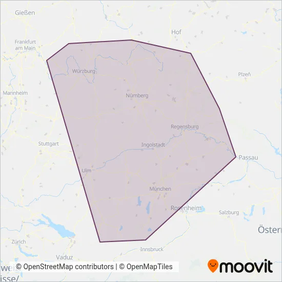 Nahreisezug coverage area map