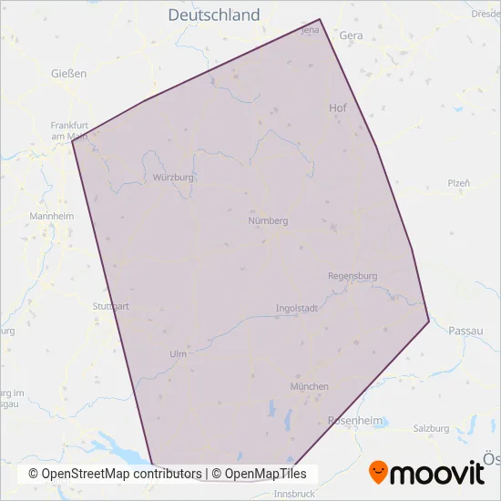 DB Regio AG Bayern coverage area map