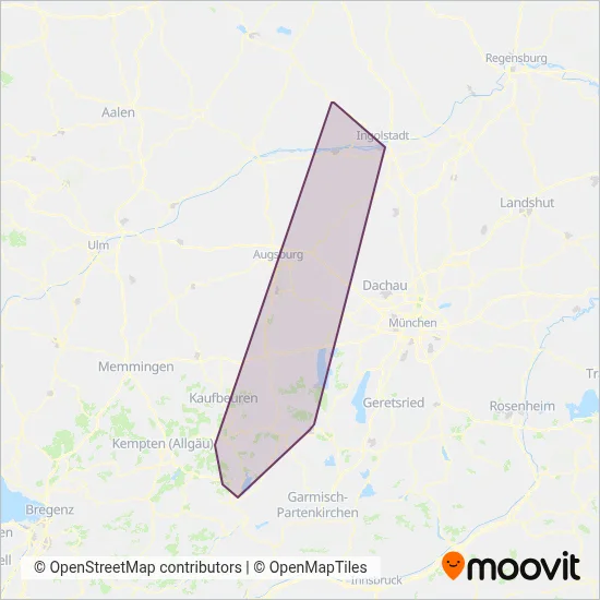 Bayerische Regiobahn (Rail) coverage area map