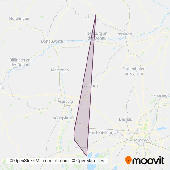 Bayerische Regiobahn (Bus) coverage area map