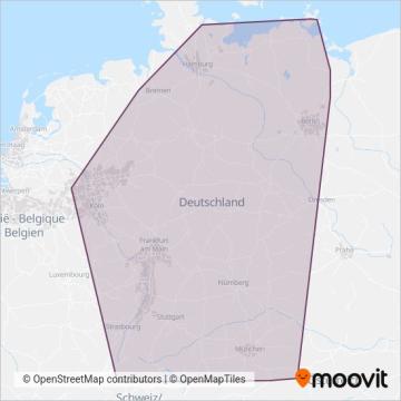 Схема покрытия компании DB Fernverkehr AG (Поезд)