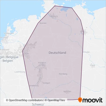 Схема покрытия компании DB Fernverkehr AG (Поезд)