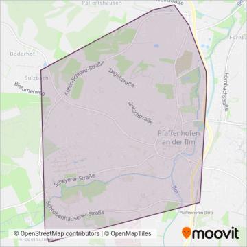 Схема покрытия компании Stadtverkehr Pfaffenhofen (Ilm)