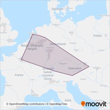 Схема покрытия компании Österreichische Bundesbahnen