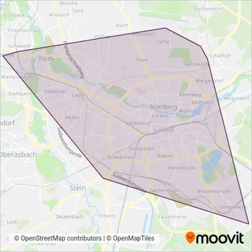 Схема покрытия компании U-Bahn Nürnberg