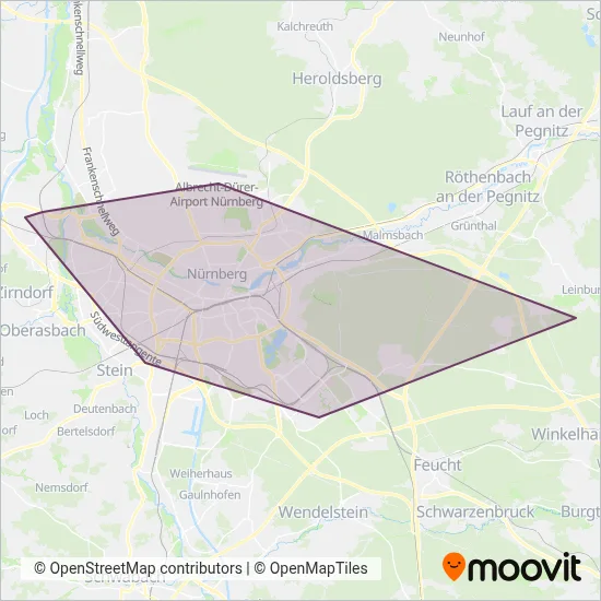 U-Bahn Nürnberg coverage area map