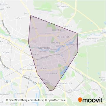 Схема покрытия компании Tram Nürnberg