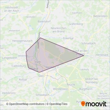 Схема покрытия компании Stadtverkehr Fürth