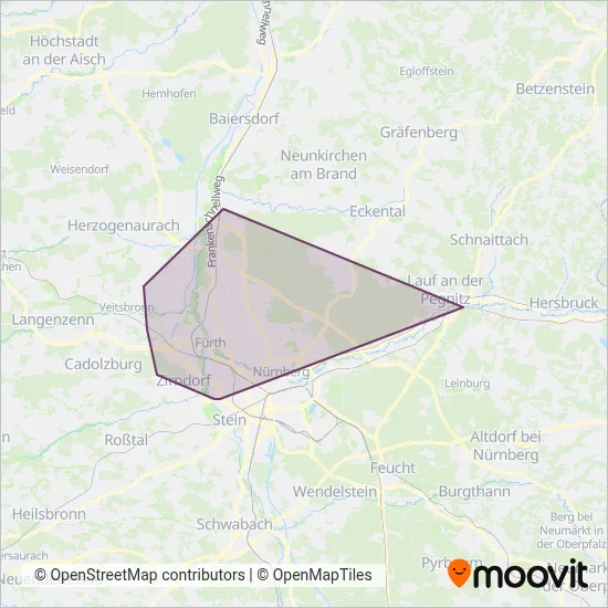 Stadtverkehr Fürth coverage area map