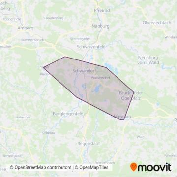 Схема покрытия компании Überlandlinien Schwandorf