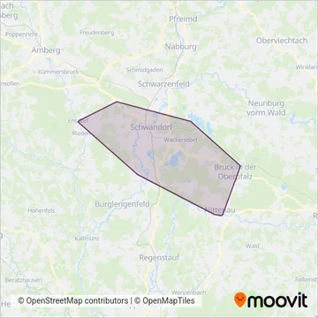 Überlandlinien Schwandorf coverage area map