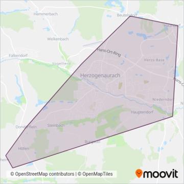 Схема покрытия компании Stadtverkehr Herzogenaurach