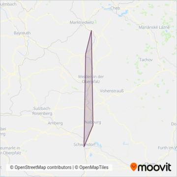 Схема покрытия компании oberpfalzbahn - Die Länderbahn GmbH DLB (Автобус)
