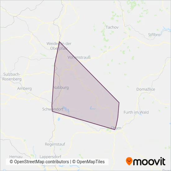 oberpfalzbahn - Die Länderbahn GmbH DLB (Bus) coverage area map