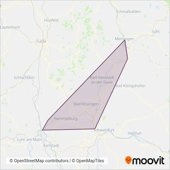 Erfurter Bahn (Rail) coverage area map