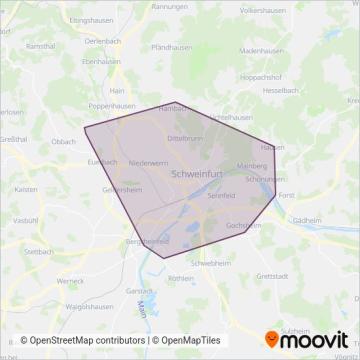 Схема покрытия компании Stadtbus Schweinfurt