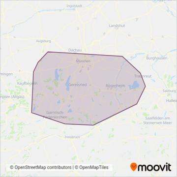 Схема покрытия компании Regionalverkehr Oberbayer (überregional)