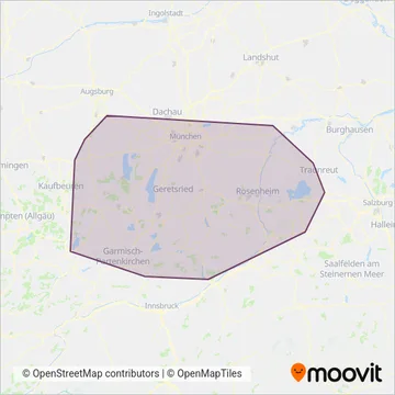 Regionalverkehr Oberbayer (überregional) coverage area map
