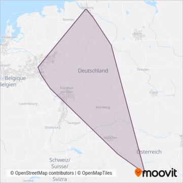 Схема покрытия компании Nachtzug