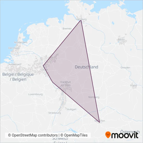 Nachtzug coverage area map
