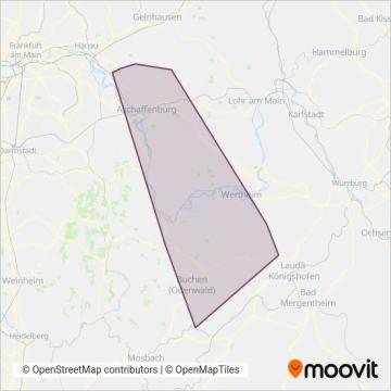 Схема покрытия компании DB RegioNetz Verkehrs GmbH Westfrankenbahn