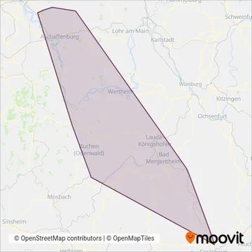 Схема покрытия компании DB RegioNetz Verkehrs GmbH Westfrankenbahn (Поезд)