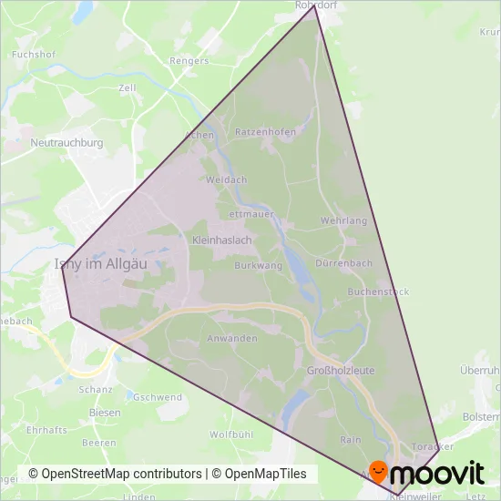 Isny (Bus) coverage area map