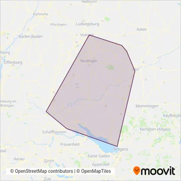Схема покрытия компании DB ZugBus Regionalverkehr Alb-Bodensee