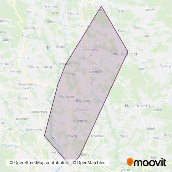 Ilztalbahn coverage area map