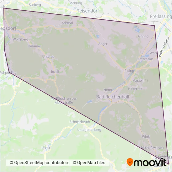 Berchtesgadener Land Bahn coverage area map