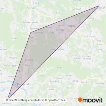 Схема покрытия компании waldbahn - Die Länderbahn GmbH DLB (Автобус)